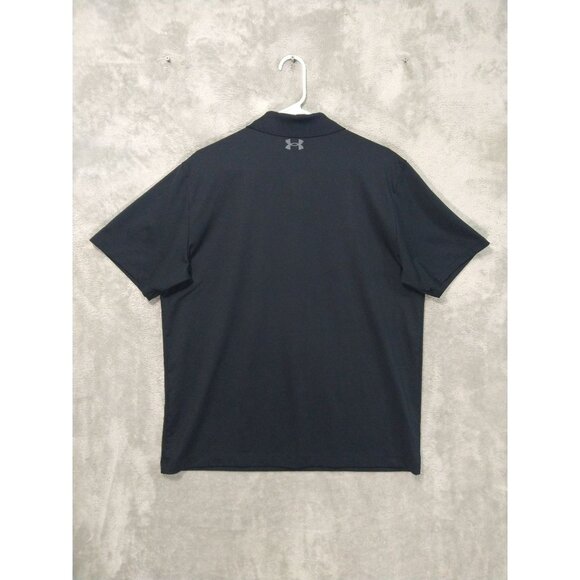 Under Armour Shirt Mens Large Black Tech Tee Matchplay Polo Short Sleeve Loose - Picture 2 of 7